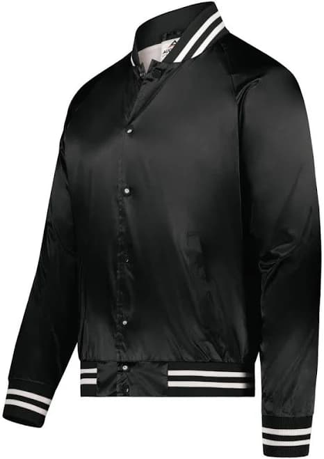 Augusta Sportswear Unisex Striped Trim Satin Baseball Jacket