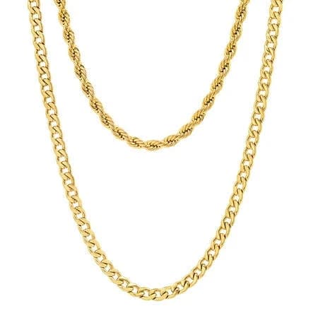 18K Gold Plated Stainless Steel Layered Chain Necklace