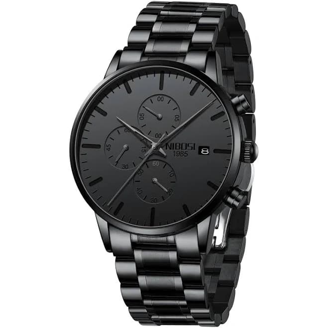 Men's Watches Analog Minimalist Black Dial Business Chronograph