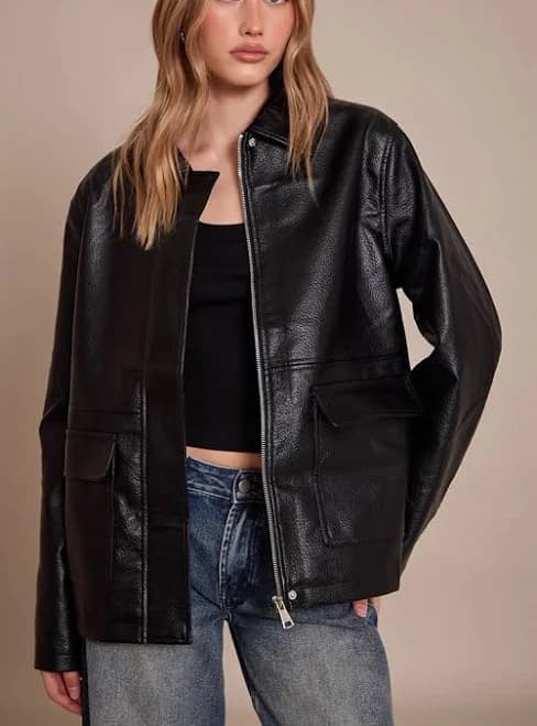 Faux Leather Oversized Jacket