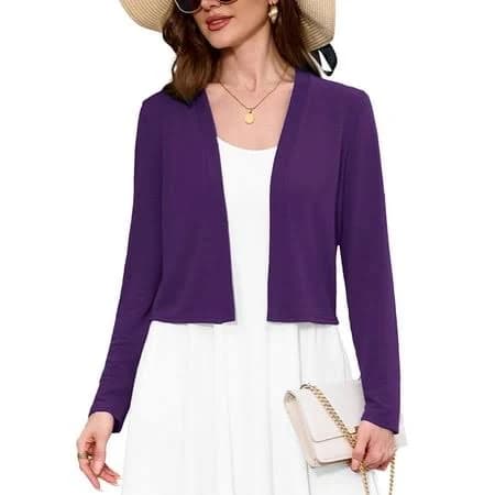 Chiclily Women's Open Front Long Sleeve Knit Cardigan