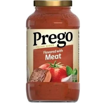 Prego Italian Tomato Pasta Sauce Flavored with Meat, 24 oz, 12/Csae