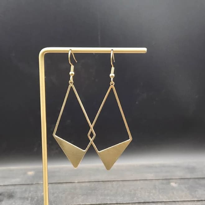 Modern Brass Geometric Dangle Earrings