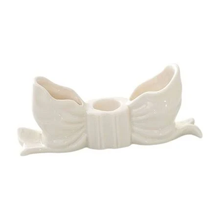 Jeashchat Ceramic Bow Candle Holders, Bow Shaped Candlestick Holders, Taper Candle Holder for Table Centerpiece Mantel Decor, Valentine's Day