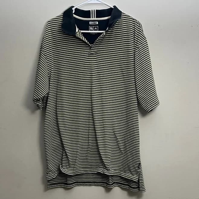 Adidas Shirts | Adidas Striped Polo Shirt In Black And Yellow | Color: Black/Yellow | Size: L | Atw_Sales's Closet