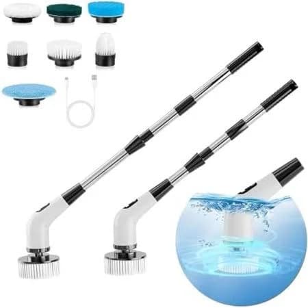 Electric Spin Scrubber, Ip67 Waterproof Cordless Power Scrubber with Power LCD Display, 7 Replaceable Cleaning Brush Heads Dual Speed, Adjustable &