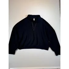 Black Spanx airluxe at the Hip pullover Quarter Zip Cropped women's 3x