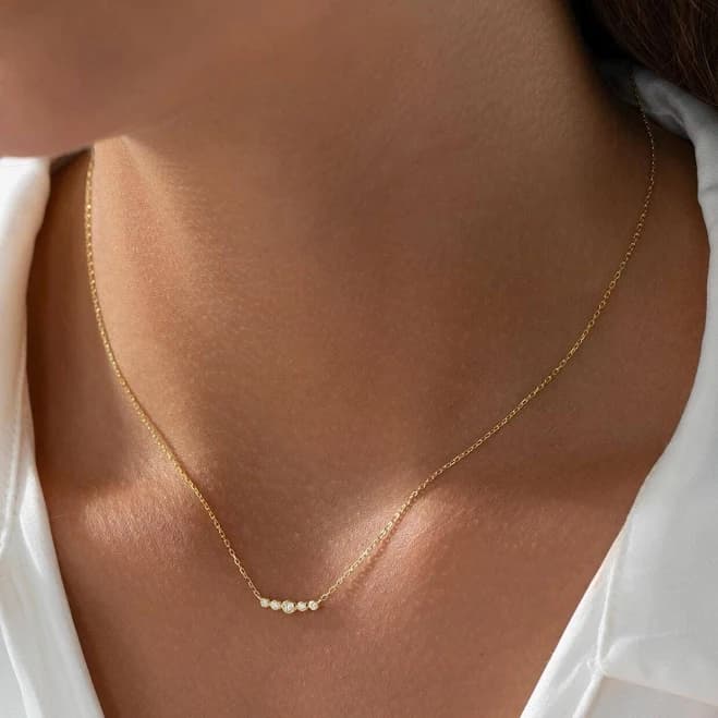 14K Solid Gold Dainty Minimalist Necklace