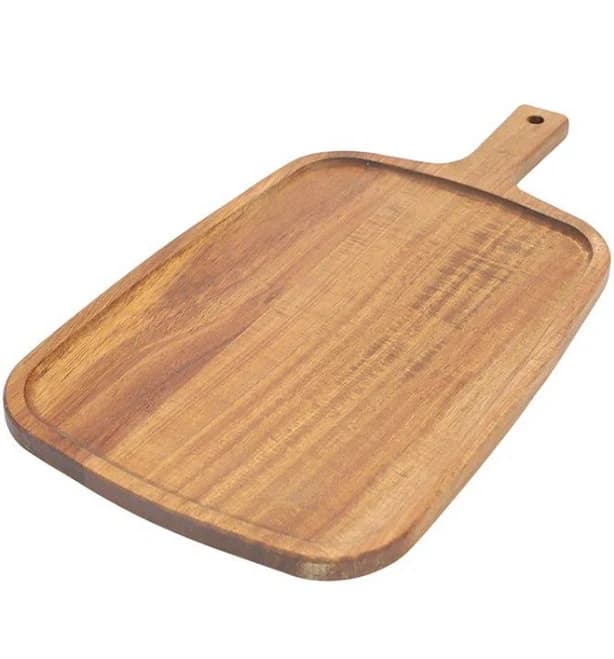 Elama 14 Inch Acacia Wood Rectangle Serving Board with Handle