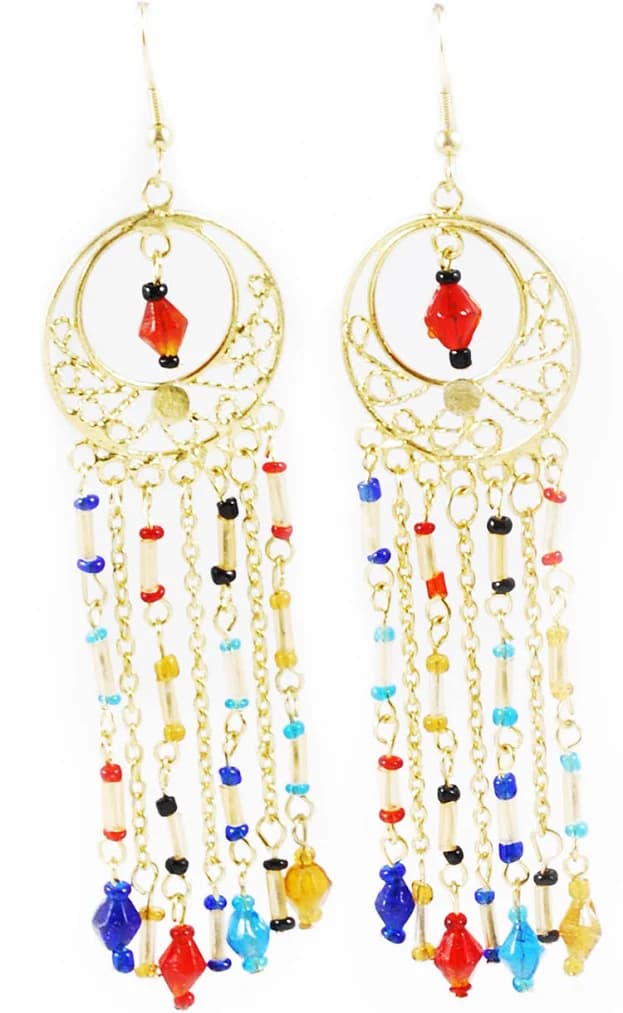 Filigree Beaded Dangle Earrings