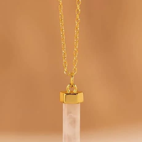 Caitlyn Minimalist 18K Gold Rose Quartz Crystal Point Pendant Necklace