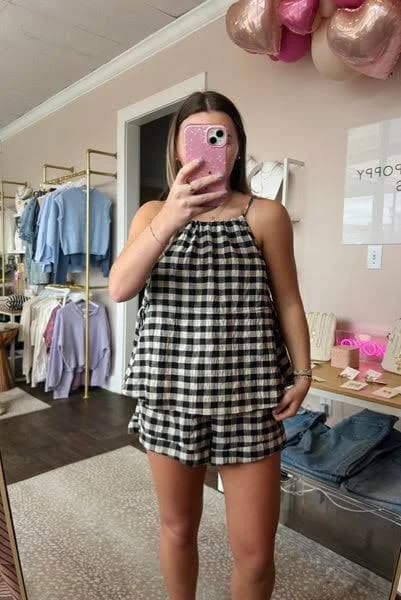 Gingham Shorts Set