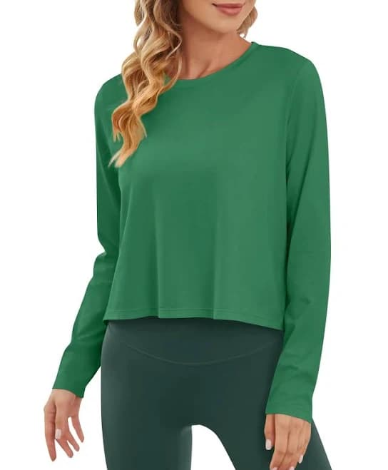 UPF 50+ Rash Guard for Women Long Sleeve Workout Tops Lightweight Crop Length Sun Shirts UV Protection Athletic Hiking