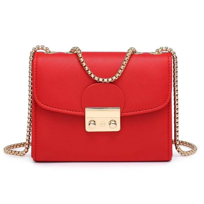 Dasein Lightweight Vegan Leather Crossbody Bag with Chain Strap