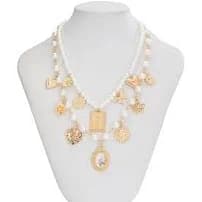 Heart Pendants Layered Pearl Necklace Set