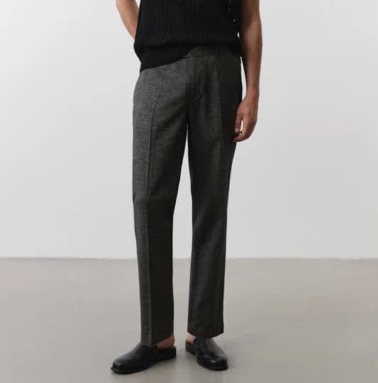 H&M Men's Regular Fit Linen-Blend Trousers
