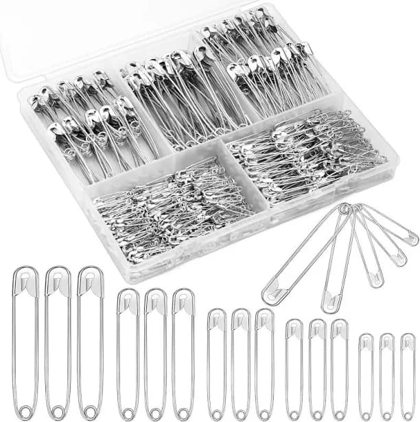 500 Pcs Safety Pins Bulk, 5 Sizes Silver Small And Large Safety Pins