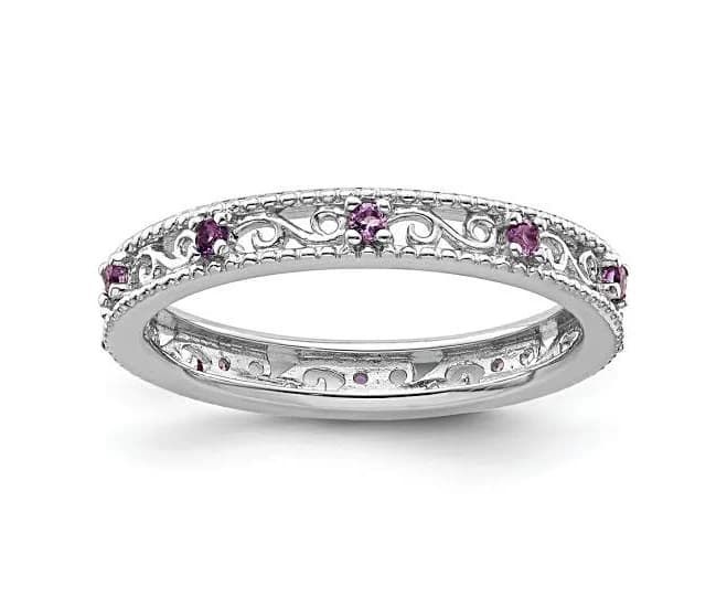 Sterling Silver Amethyst Stackable Expressions Ring (0.19ctw)