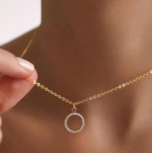 Dainty Circle Pave Necklace