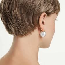 Idyllia drop earrings, Mixed cuts, Heart, White, Gold-tone plated | Swarovski