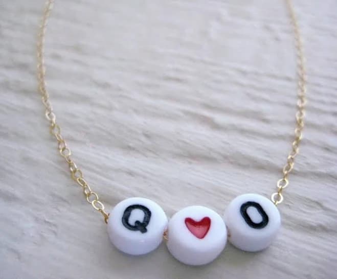 Gold Chain Initial Bead Necklace