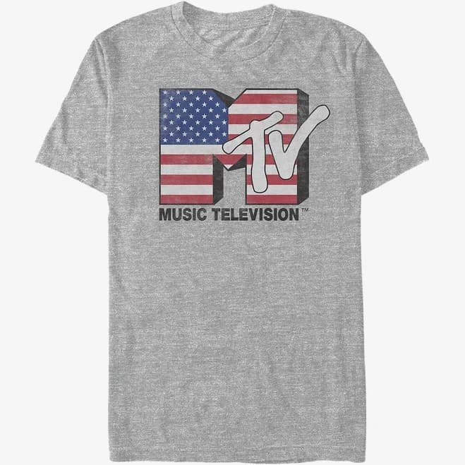 MTV Men's American Flag Graphic T-Shirt