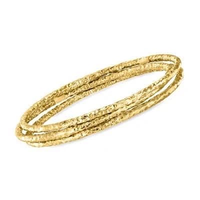 22kt Gold Over Sterling Hammered Bangle Bracelets
