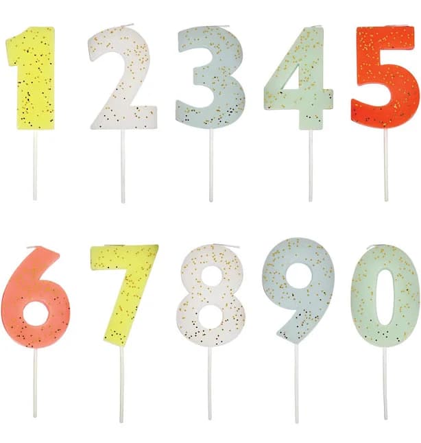 Number Birthday Candle, Gold Glitter, Pick Your Number Blue Number 3
