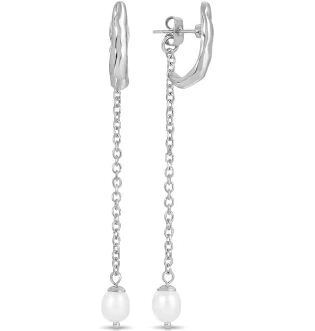Ettika Linear Lux Freshwater Pearl Drop Earrings