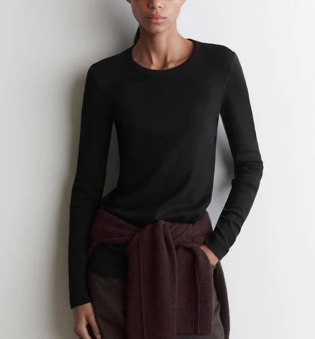 Cos Women's Ribbed Jersey Long Sleeve Top