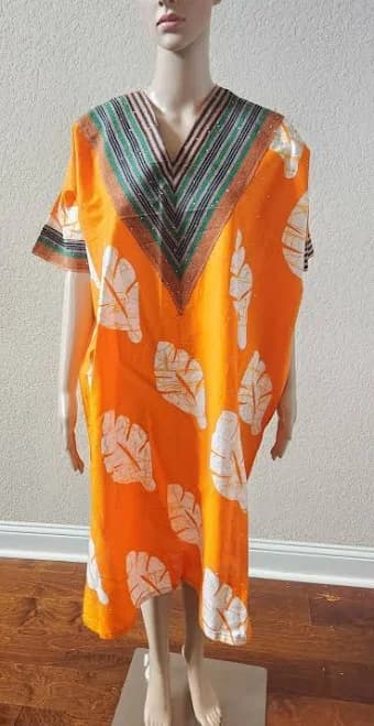 Women's African Print Modern Ankara With Aso-oke Kaftan One-size Short