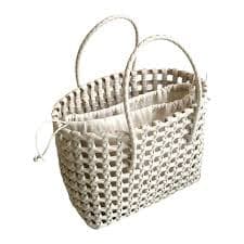 harmtty Beach Bag Hollow Square Large Capacity Straw Portable Shopping Basket Storage Supplies,Light Yellow A - Walmart.com