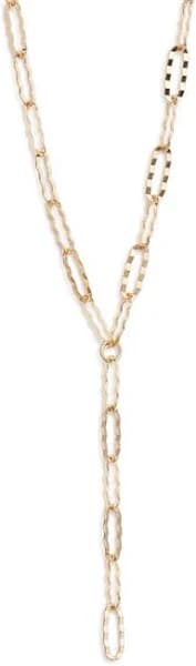 Hammered Paper Clip Chain Y-Necklace