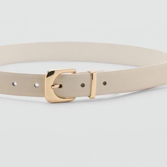 MANGO Faux-Leather Belt with Buckle