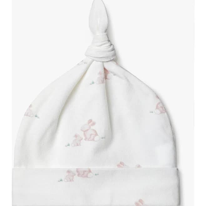 trotters london Baby Hat in Pale Pink Bunny