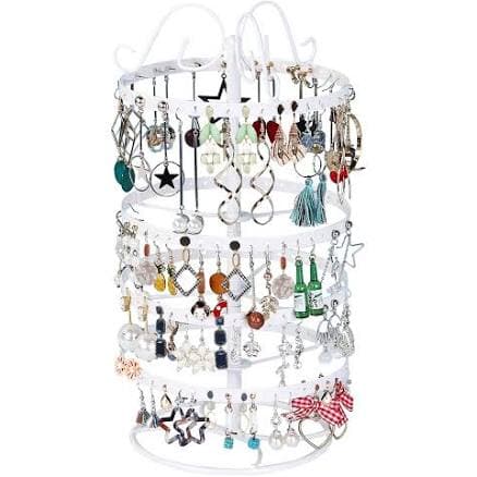 Qingsm 4-Layer Rotating 168-Hole Earring Holder