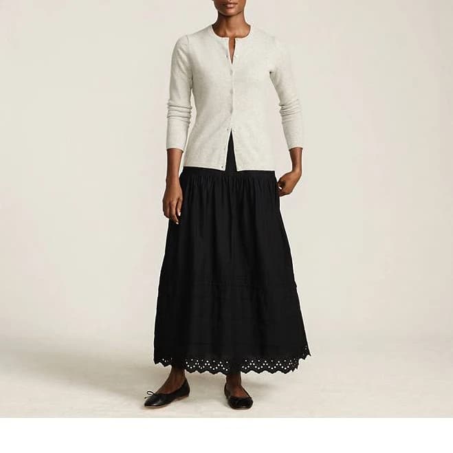 Lands' End Women's Voile Tiered Eyelet Maxi Skirt