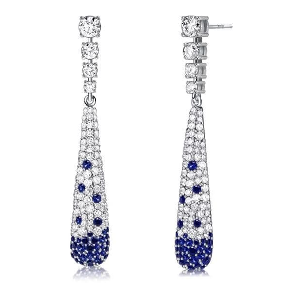 Pave Blue Sapphire Drop Earrings