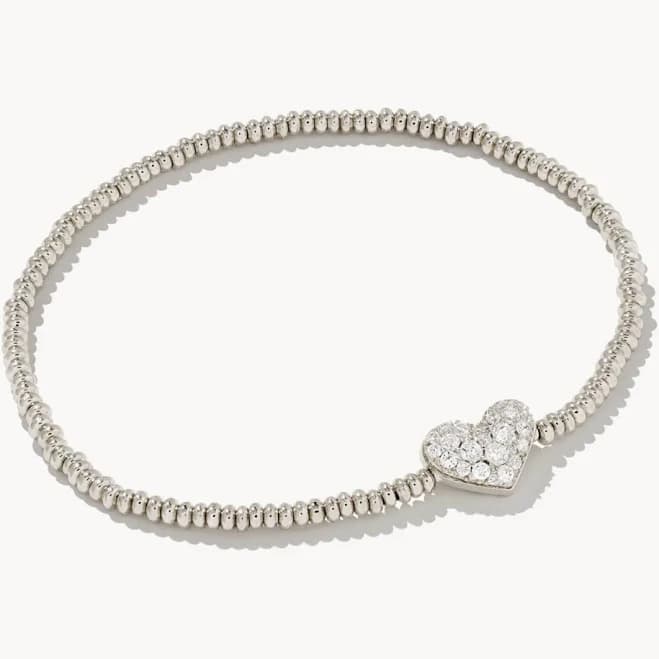 Ari Pave Crystal Heart Stretch Bracelet
