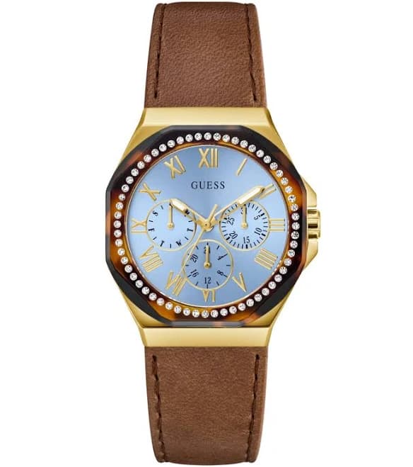 GUESS Women's Multi-Function Leather Watch