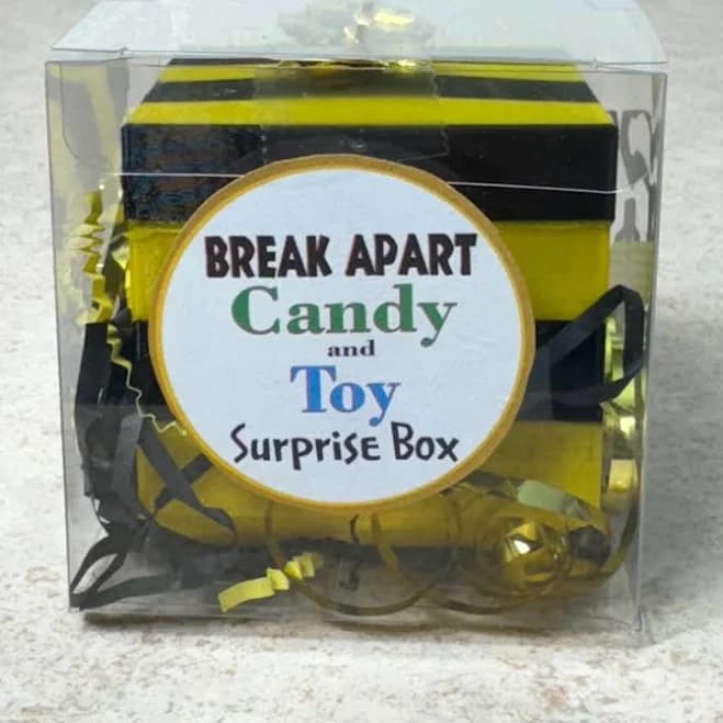 Mystery Candy Box with Surprise Toy Inside Gift for Kids Party Favor Mystery Box Candy Teen Stocking Stuffers Surprise Candy Box Break Apart