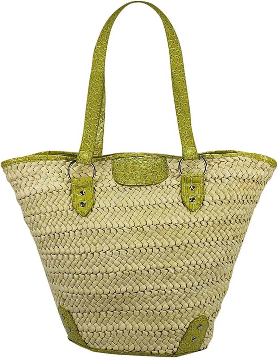 Braided Croc Trim Beach Tote Bag