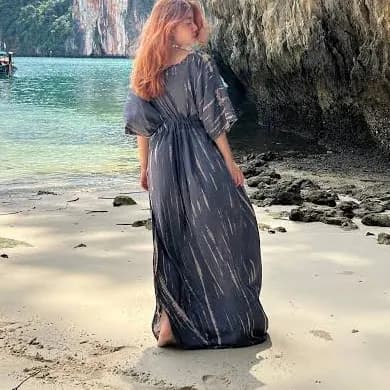 Hand Tie Dye Oversized Kaftan Maxi Dress