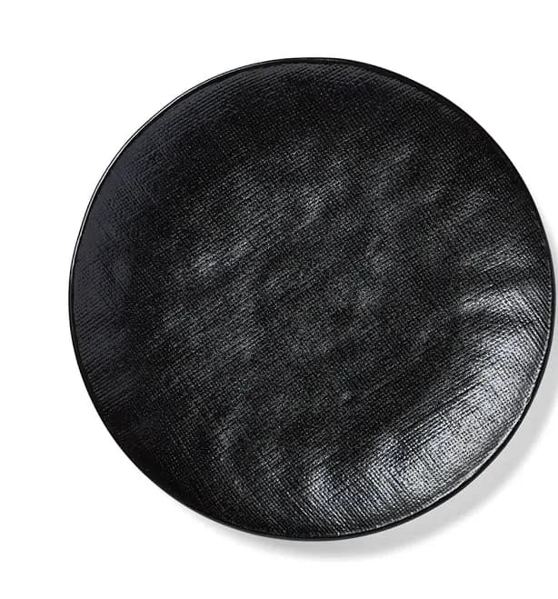Sur La Table Black Porcelain Elemental Textured Dinner Plate for Modern Table Settings