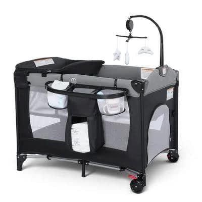 TODECARE 4 in 1 Pack and Play Multifunction Baby Bassinet Bedside Crib Portable Baby Nursery
