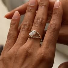 1.00 Ctw 14k Gold Lab Grown Marquise Diamond Ring Split Shank Design - – Ferkos Fine Jewelry