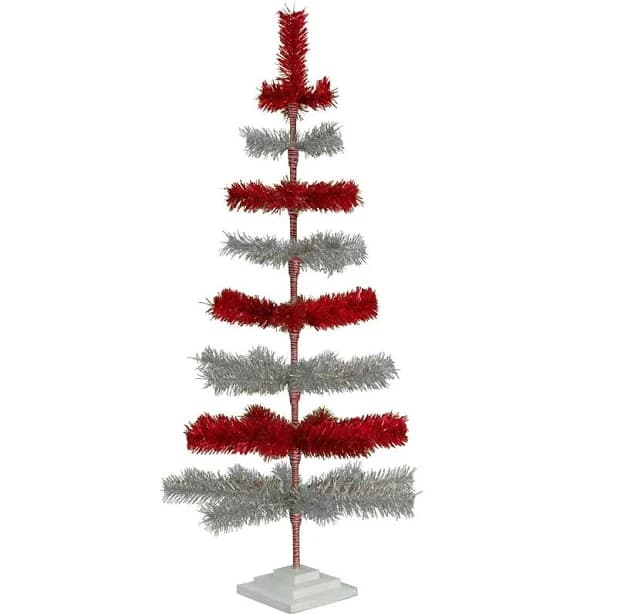 Lee Display Red & Silver Layered Tinsel Christmas Tree
