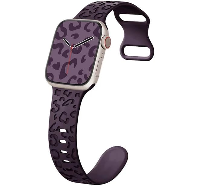 For Apple Watch 10 9 8 7 6 5 Se Carved Leopard Silicone Band