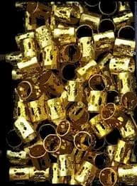 Adjustable gold dreadlock rings. 70 pieces.