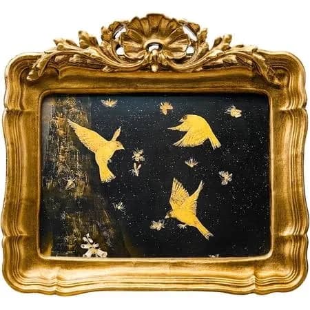 5x7 Vintage Picture Frame, Antique Bronze Gold Ornate Carved Horizontal Landscape Frame with Glass Front, Tabletop & Wall Hanging Retro Home Decor